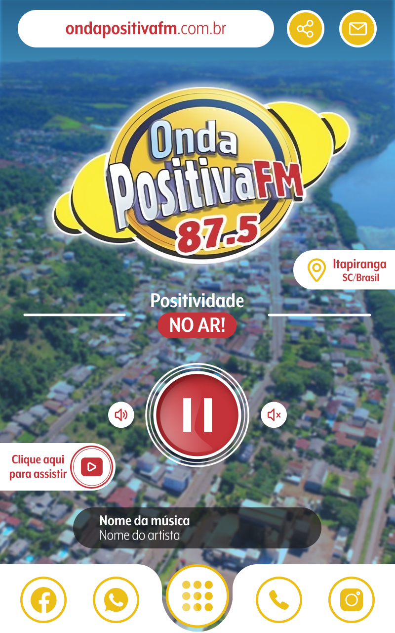 Tela do aplicativo Onda Positiva FM