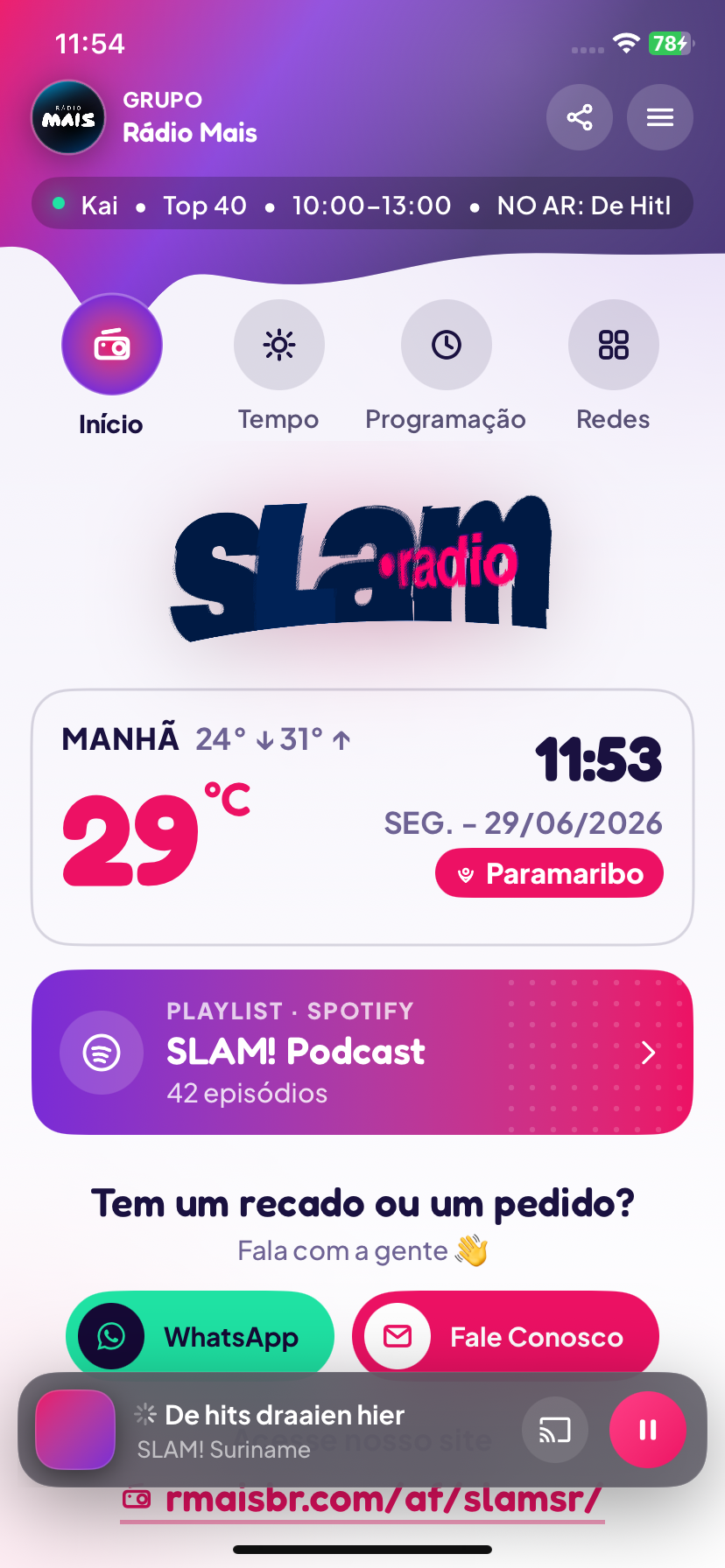 SLAM! Suriname app scherm
